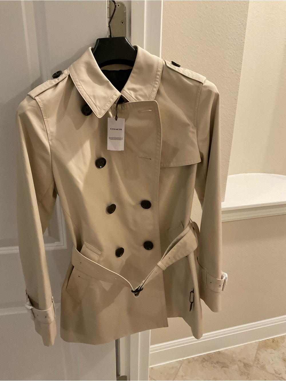 Coach Double-Breasted Trench Coat in Beige